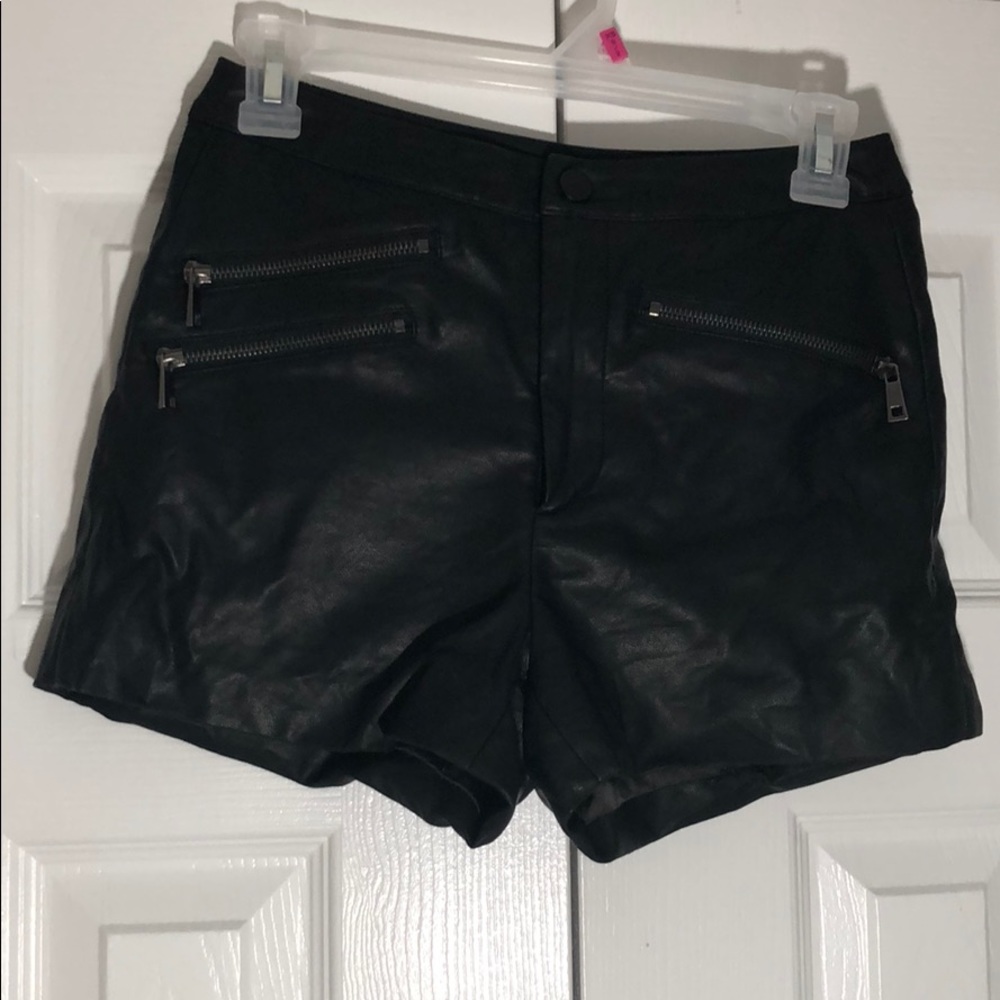 Black Faux Leather Forever 21 Zipper Shorts (XS)